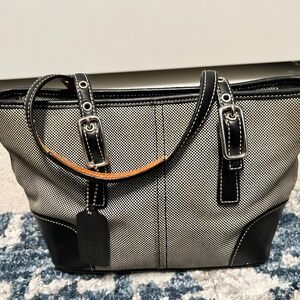 Vintage Coach Tweed And Leather Shoulder Bag